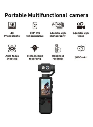 Kalobee Pocket 3 Pro 4K Ultra HD Camera with 180° Adjustable Gimbal 2 Inch IPS Display and 3000mAh Battery Ideal For Vlogging Travel recording and Outdoor Adventures Black - view 3